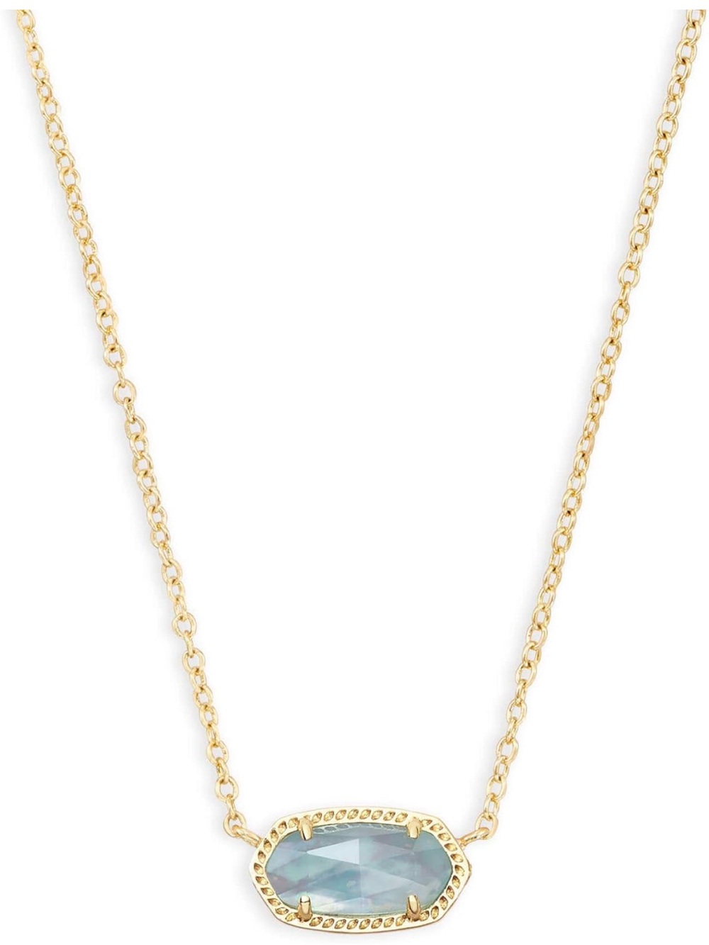 Kendra Scott Gold Necklace with Light Blue Faceted Pendant